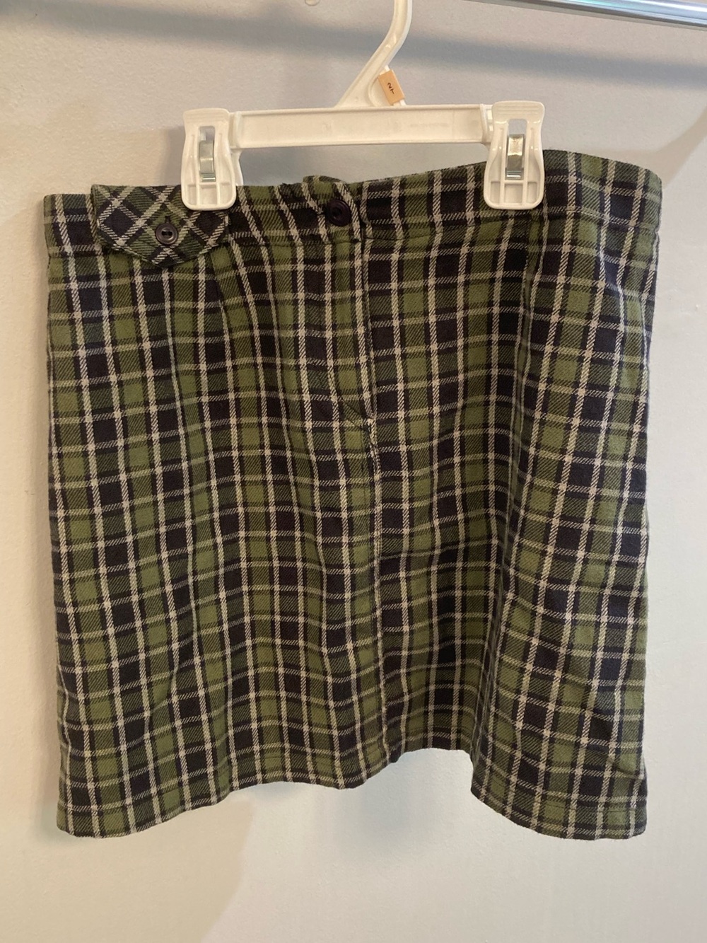 American Eagle Outfitters Y2K Green and Navy Plaid Mini Skirt Wool Blend Size 2